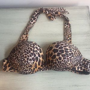 Victoria Secret Black/Cheetah Bikini Top